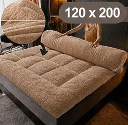 Матрац-топер-ковдра-наматрацник 3 в 1 120×200 см 10 см з пуховим волоконним наповнювачем м’який двосторонній KT7005723 - мініатюра 2
