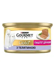Вологий корм Gourmet Gold для кошенят, з телятиною, паштет, консерва, 85г