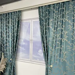Жакардові штори бірюзового кольору з вензелем на тасьмі 2шт. 150х270 ALBO pbe0052395 - мініатюра 6