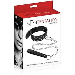 Нашийник з повідцем Fetish Tentation Rivets and Leash - мініатюра 2