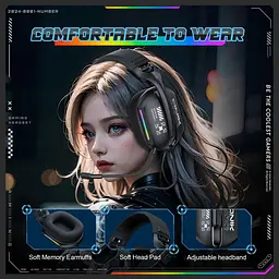 Навушники Onikuma геймерські дротові X-12 Pro з мікрофоном та RGB підсвіткою ігрова гарнітура для ПК - мініатюра 3