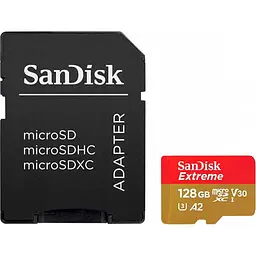 Карта пам'яті Sandisk 128GB microSDXC Extreme for Action Cams and Drones + SD Adapter + 1 year Rescue (SDSQXAA-128G-GN6AA)