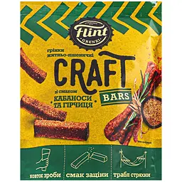 Гренки Flint Craft Bars Ржано-пшеничные со вкусом Кабаносы и горчица 90 г (929713)