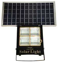 Прожектор LED+ SOLAR СОНЯЧНА ПАНЕЛЬ+пульт 20W IP65 6500К Тзар4,5год,Троб12-14ч(12/ящ) ТМ LUMANO(12міс)