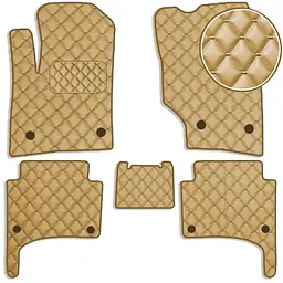 Килимки в салон для Volkswagen Touareg I 2002-2010 Екошкіра Бежеві 5 шт (Rombus)