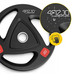 Диск олімпійський 4FIZJO 1 x 20 кг 51 мм металевий, прогумований Black (P-5905973401296) - мініатюра 5