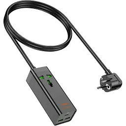 Мережевий подовжувач Hoco AC9A Talent PD30W (1C2A with 1 socket) Desktop Charger Black - мініатюра 2