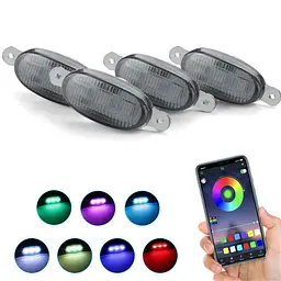 LED Габарити Світлодіодні 12В 37x17 мм Решітка Радіатора RGB 4 шт. (Різний Колір) - мініатюра 2