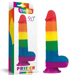 Райдужний силіконовий фалоімітатор з присоскою LoveToy 9 Prider Dildo, 22.5х4 см - мініатюра 6