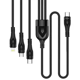 Кабель ColorWay Lightning + micro USB + USB Type-C (M/M), 3.0 А, 1.2 м, Black (CW-CBPDU3060-BK)