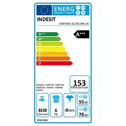 Пральна машина Indesit фронтальна, 6кг, 1200, A+++, 43см, дисплей, інвертор, люк чорний, білий - мініатюра 7