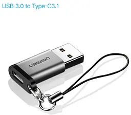 Адаптер Ugreen US276 USB3.0 to Type-C з карабіном Space Grey Сірий - мініатюра 5