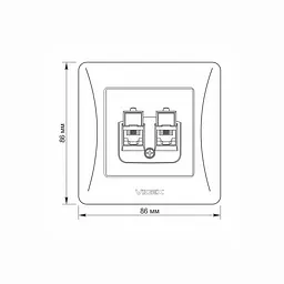 Розетка CAT3+CAT3 подвійна телефонна чорний графіт VIDEX BINERA VIDEX (25084-000) - мініатюра 5