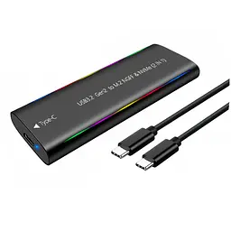 Кишеня Dynamode зовн. для M.2 SSD NVMe/SATA combo ч-з USB3.2 GEN2 Type-C безгвинт. алюм. чорна