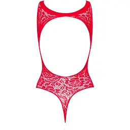 Ажурний бодістокінг із ефектом шнурівки Obsessive B120 teddy Red S/M/L - мініатюра 2