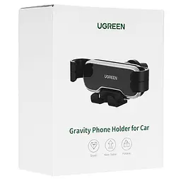 Автотримач для телефона Ugreen LP228 Gravity Drive Air Vent Car Mount Phone Holder With Arc-Shaped mounting clip чорний - мініатюра 2