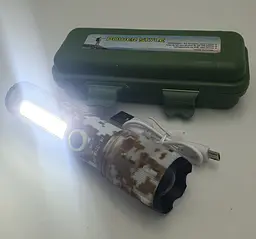 Світлодіодний ліхтар із боковим COB світильником USB зарядка ручний ліхтарик акумуляторний X-BALOG BL C71 P50 камуфляж - мініатюра 2