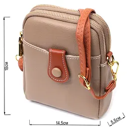 Сучасна сумка трапеція для жінок з натуральної шкіри Vintage 22271 бежева - мініатюра 5