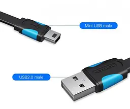 Кабель USB-MiniUSB 2.0 5pin Vention Flat 2m Black (VAS-A14-B200) - мініатюра 2