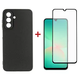 Чохол до мобільного телефона Dengos Kit Samsung Galaxy A26 Carbon + glass (Black) (DG-KM-137) - мініатюра 1