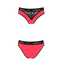 Трусики з широкою гумкою і мереживом Passion PS001 PANTIES L, red-black - мініатюра 4