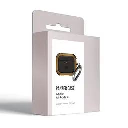 Чохол для навушників Apple AirPods 4, коричневий, Panzer, протиударний захисний кейс з TPU та полікарбонату, посилені стінки, захист від подряпин, пилу та ударів, легкий та компактний, з карабіном для кріплення, ArmorStandart (ARM82556) - мініатюра 3