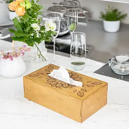 Дерев'яний диспенсер для серветок VANZA FLOWER oak - мініатюра 2