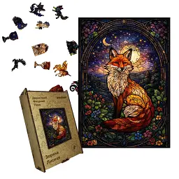 Дерев'яний фігурний пазл puzzlean Зоряна Лисиця, А3, Картонна коробка 200 елементів