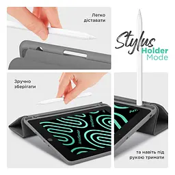 Чохол-книжка для планшета Apple iPad Air 13 (2024)/Air 13 (2025)/Air 13 (2026), Smart Fold Pen, сірий, 13 дюймів, з екошкіри + TPU, з магнітною застібкою, підставкою, тримачем під стилус, протиударний, з функцією Wake/Sleep, ArmorStandart (ARM78134) - мініатюра 5