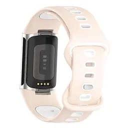 Силіконовий ремінець Primolux Sport для фітнес браслета Fitbit Charge 5/Charge 6 Pink White/розмір М - мініатюра 4