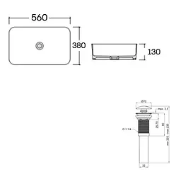 Раковина накладна Qtap Virgo N 560x380x130 White з донним клапаном QT18116308W48462 - мініатюра 8