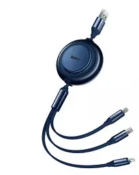 Кабель Baseus Bright Mirror 2 Series 3-in-1 Cable USB to MicroUSB+Lightning+Type-C 3.5A 1.1m CAMJ010003 Blue