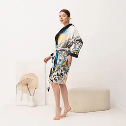 Халат жіночий з плюшевого велюру ексклюзивний Ukrainian soul 18341 XS-S - мініатюра 3