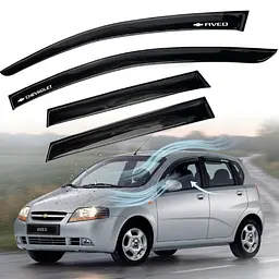 Дефлектори вікон вітровики Chevrolet Aveo T200 2002-2011 Хечбек Скотч 3M Voron Glass