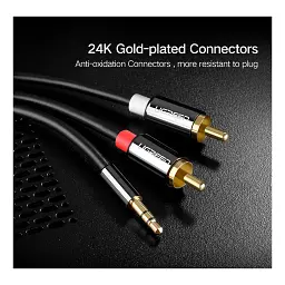 Кабель мультимедійний 3.5mm M to 2xRCA M 5.0m AV116 black Ugreen (10591) - мініатюра 7