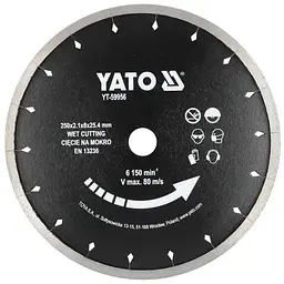 Диск відрізний алмазний по кераміці YATO Ø=250/25.4х2.1 мм (YT-59956)