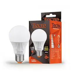 Лампа світлодіодна Tecro LED, E27, 7W, 3000K, 650Лм, 220V, освітл. 270? (PRO-A60-7W-3K-E27)