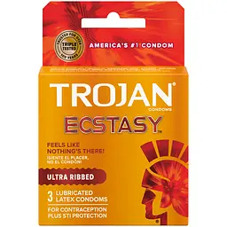 Упаковка презервативів 3 шт. Trojan Ultra Ribbed Ecstasy