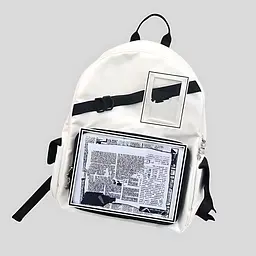 Рюкзак стильний Білий з прозорими відсіками Stylish Backpack White 43x33