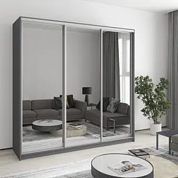 Шафа-купе тридверна MebelStar Комбо AL 3 Дзеркала 210x60x240 см Антрацит (MBS-1780)