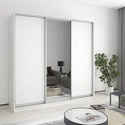 Шафа-купе тридверна MebelStar Стандарт AL 2ДСП/Дзеркало 210x45x240 см Аляска білий (MBS-1524)