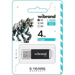 USB флеш-накопичувач Wibrand Cougar 4GB USB-A 2.0 Black (WI2.0/CU4P1B) [170476] - мініатюра 2