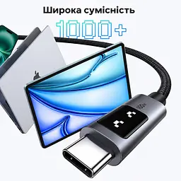 Кабель UGREEN Uno L509 USB-C - USB-C PD 100 Вт з дисплеєм 1 м чорно-сірий (35501) - мініатюра 8