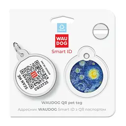 Адресник для собак і котів Waudog Smart ID з QR паспортом, Водяні лілії, M, діаметр 30 мм - мініатюра 5