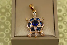 Кулон Xuping Jewelry черепашка із синім каменем 3,2 см золотистий