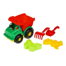 Дитяча машинка Самоскид "Тотошка" №2 Colorplast 0176(Green) лопатка, грабельки, 2 пасочки