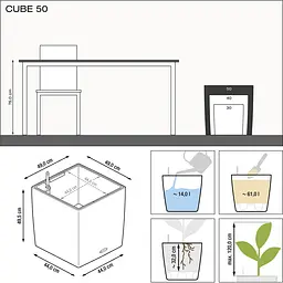 Вазон Lechuza Cube Premium 50/50/50 антрацитовий металiк (16563) - мініатюра 2