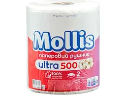 Рушник паперовий MOLLIS 1рул 500відр. целюлозні 2шар. Аметист Ultra 100м