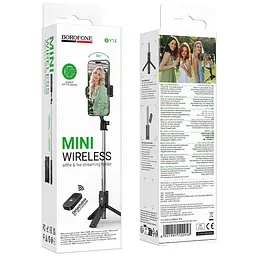 Монопод для селфі Borofone BY14 mini трипод + знімний BT пульт Black - мініатюра 2