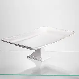 Тортівниця порцелянова  Yiwu  White Square 35.5х35.5 см квадратна на ніжці Yiwu 120-YH-HG060 - мініатюра 3